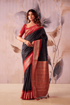 Charcoal Grey Banarasi Cotton Silk Saree