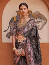 Charcoal Grey Banarasi Dola Silk Saree