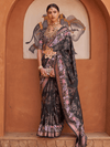 Charcoal Grey Banarasi Dola Silk Saree