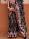 Charcoal Grey Banarasi Dola Silk Saree