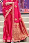 Cherry Pink Banarasi Handloom Satin Saree