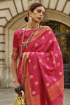 Cherry Pink Banarasi Soft Silk Saree