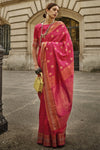 Cherry Pink Banarasi Soft Silk Saree