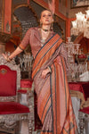 Chestnut Brown Printed Patola Saree