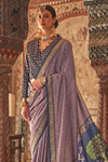 Chestnut Purple Printed Patola Saree