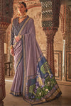 Chestnut Purple Printed Patola Saree