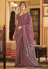 Chic Maroon Ajrakh Printed Satin Saree