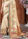 Chiku Beige Designer Silk Saree