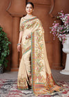 Chiku Beige Designer Silk Saree