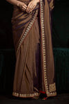 Chocolate Brown Designer Organza Saree with Embroidery Border