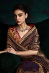 Chocolate Brown Designer Organza Saree with Embroidery Border