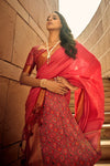 Cinnabar Red Festive Wear Banarasi Handloom Silk Saree