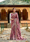 Cinnamon Purple Woven Banarasi Designer Silk Saree