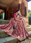 Cinnamon Purple Woven Banarasi Designer Silk Saree