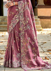 Cinnamon Purple Woven Banarasi Designer Silk Saree