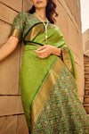 Citron Green Festive Wear Banarasi Handloom Silk Saree