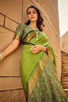 Citron Green Festive Wear Banarasi Handloom Silk Saree