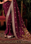 Claret violet Zari Woven Fancy Dola Silk Designer Saree