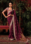 Claret violet Zari Woven Fancy Dola Silk Designer Saree