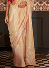 Classic Cream Banarasi Soft Satin Silk Saree