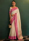 Classic Cream Kanjivaram Soft Silk Saree