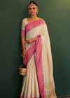 Classic Cream Kanjivaram Soft Silk Saree