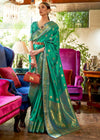 Classic Green Woven Smooth Satin Silk Banarasi Saree