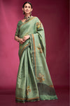 Classic Green Woven Tussar Silk Saree