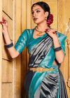 Classic Grey and Blue Kanjivaram Saree