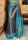 Classic Grey and Blue Kanjivaram Saree