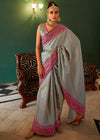 Classic Grey Kanjivaram Soft Silk Saree