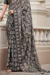 Classic Grey Mul Mul Silk Saree