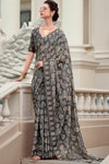 Classic Grey Mul Mul Silk Saree