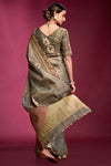 Classic Grey Woven Tussar Silk Saree