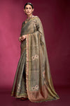 Classic Grey Woven Tussar Silk Saree