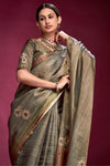 Classic Grey Woven Tussar Silk Saree