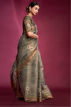 Classic Grey Woven Tussar Silk Saree