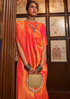 Classic Orange Woven Banarasi Soft Silk Saree