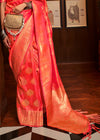 Classic Orange Woven Banarasi Soft Silk Saree