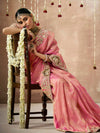 Classic Pink Bridal Zari Woven Pure Tissue Dola Silk Saree