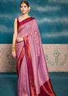 Classic Pink Woven Kanjivaram Silk Saree