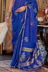 Cobalt Blue Banarasi Satin Silk Saree