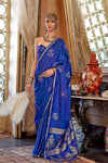 Cobalt Blue Banarasi Satin Silk Saree