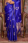 Cobalt Blue Pichwai Satin Silk Saree