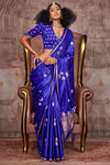 Cobalt Blue Pichwai Satin Silk Saree