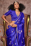 Cobalt Blue Pichwai Satin Silk Saree