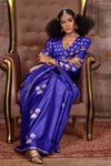 Cobalt Blue Pichwai Satin Silk Saree