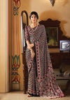 Coffee Brown Ajrakh Printed Satin Saree