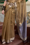 Coffee Brown Tissue Silk Saree