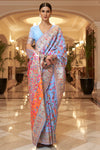 Columbia Blue Kashmiri Pashmina Saree